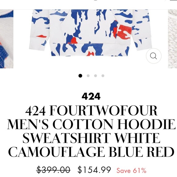 424 on Fairfax 2018 Hoodie Sweatshirt Camo White Red Blue Sz L Thick - Picture 12 of 12